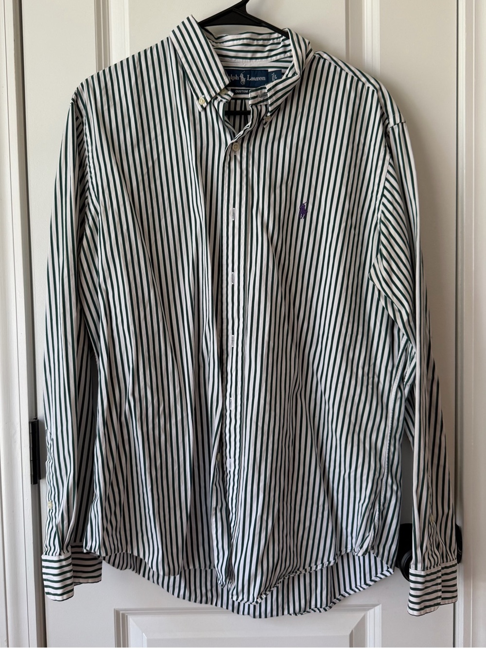 POLO by RALPH LAUREN | Green and White Striped Button Down - Size L